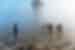 india agra taj mahal fog walking