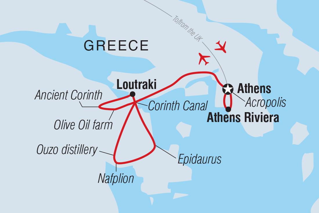 Map of Greece: Athens & The Greek Riviera including Greece
