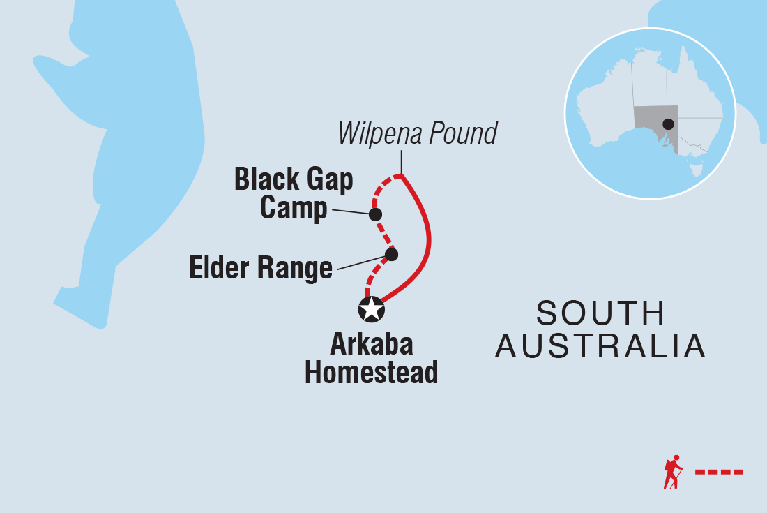 Map of South Australia's Arkaba Walk (Ex-Flinders Ranges) including Australia