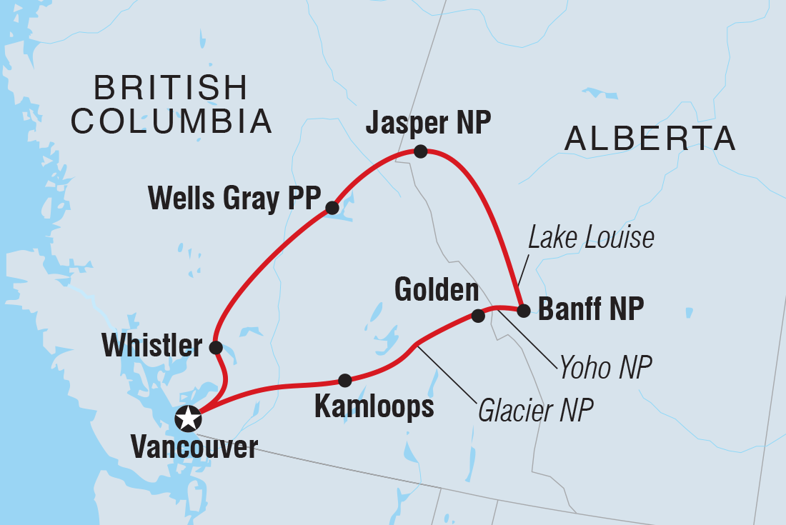 Map of Real Canadian Rockies including Canada