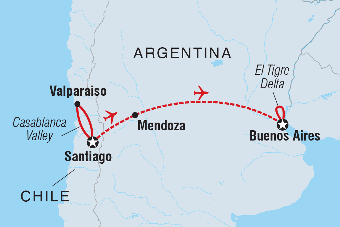 Map of Premium Chile & Argentina including Argentina and Chile