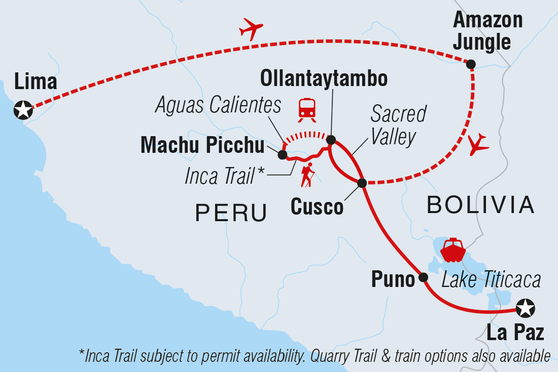 Map of Sacred Land Of The Incas including Bolivia and Peru
