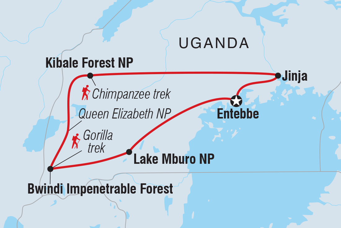 Map of Essential Uganda: Gorillas And Chimps including Uganda