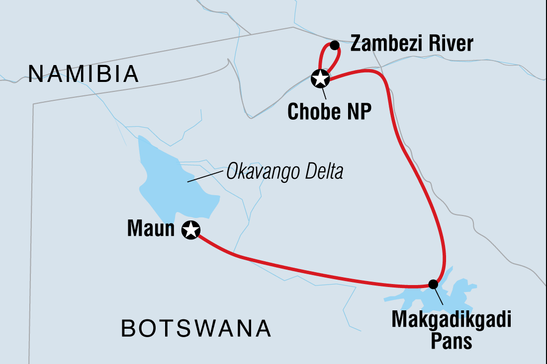 Map of Premium Botswana including Botswana and Namibia