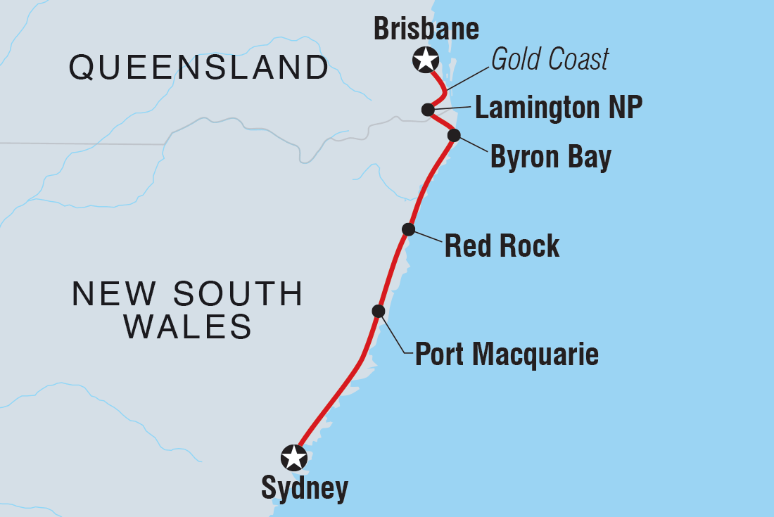 Map of One Week From Sydney To Brisbane including Australia