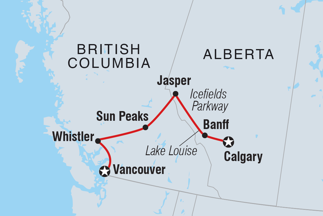 Map of Grand Canadian Rockies including Canada