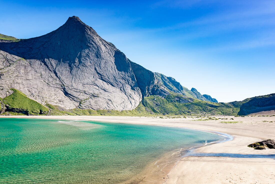 Hiking Bunes Beach near Reine