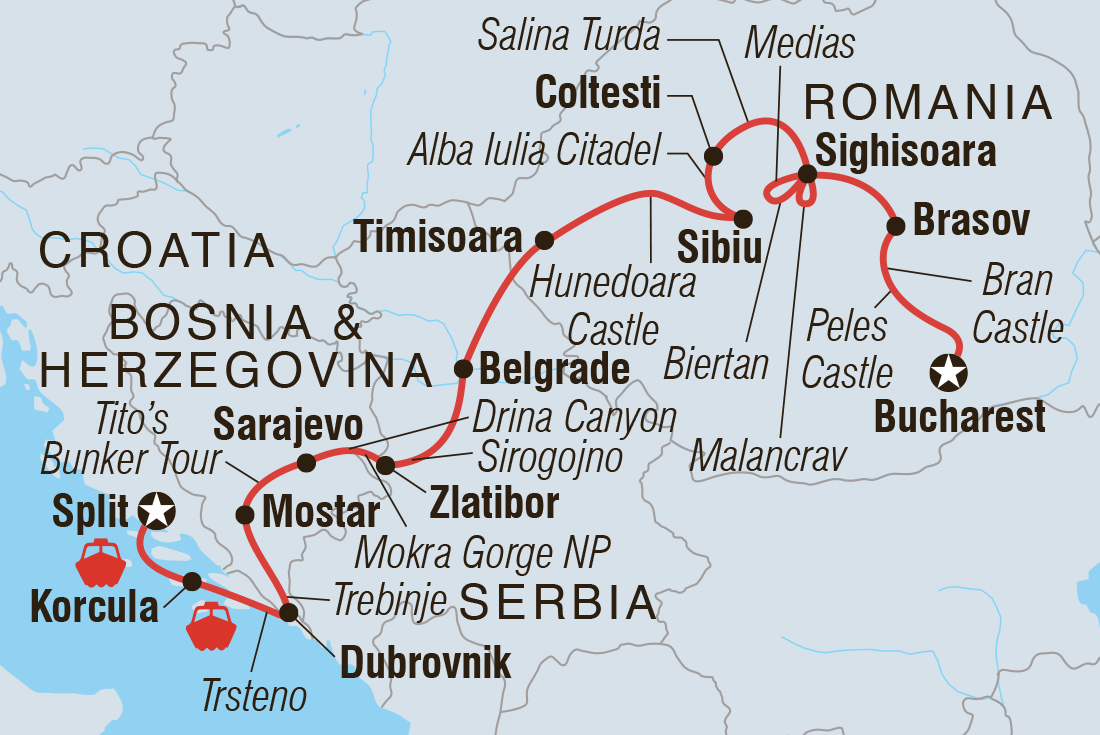 Map of Premium Balkans In Depth including Bosnia And Herzegovina, Croatia, Romania and Serbia