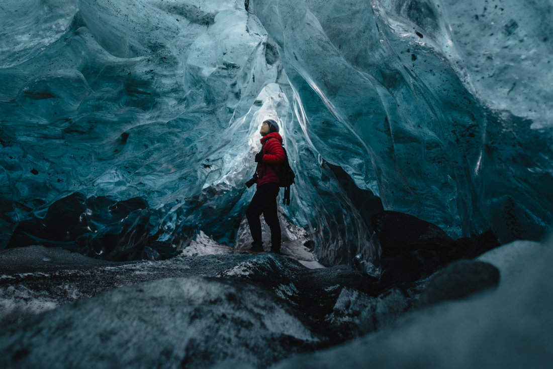 Inside Vatnajokull glacier's ice caves