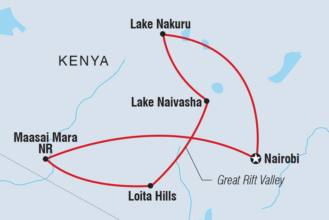 Map of Kenya Family Safari including Kenya
