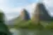 Limestone towers beside the river in Yangshuo, China