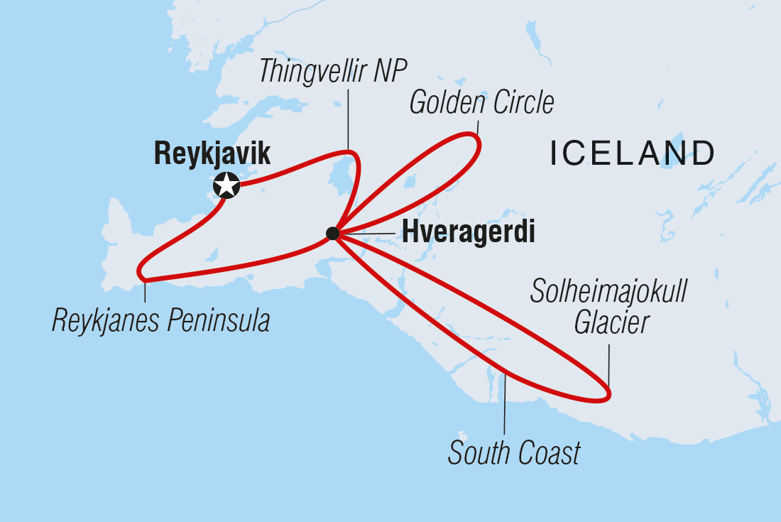 Map of Iceland's Classic Northern Lights including Iceland