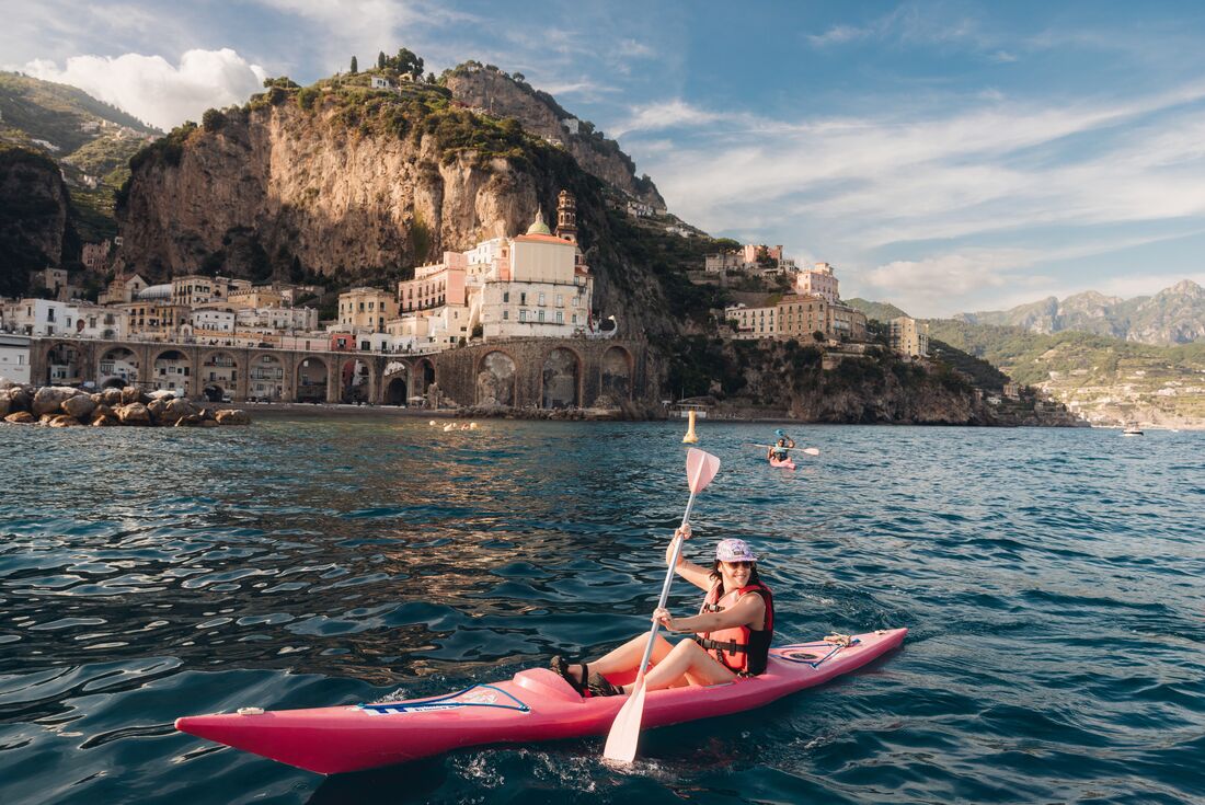 Kayaking off Atrani on Italy's Amalfi Coast