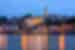 Belgrade riverside with twinkling lights in the evening
